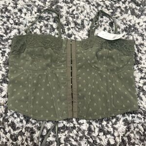 PACSUN Green Latch Front Corset Top
